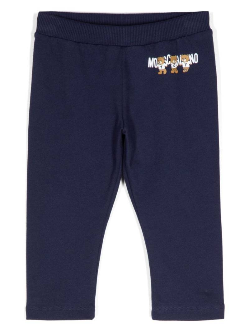 Moschino Kids teddybear-print cotton trousers - Blue von Moschino Kids