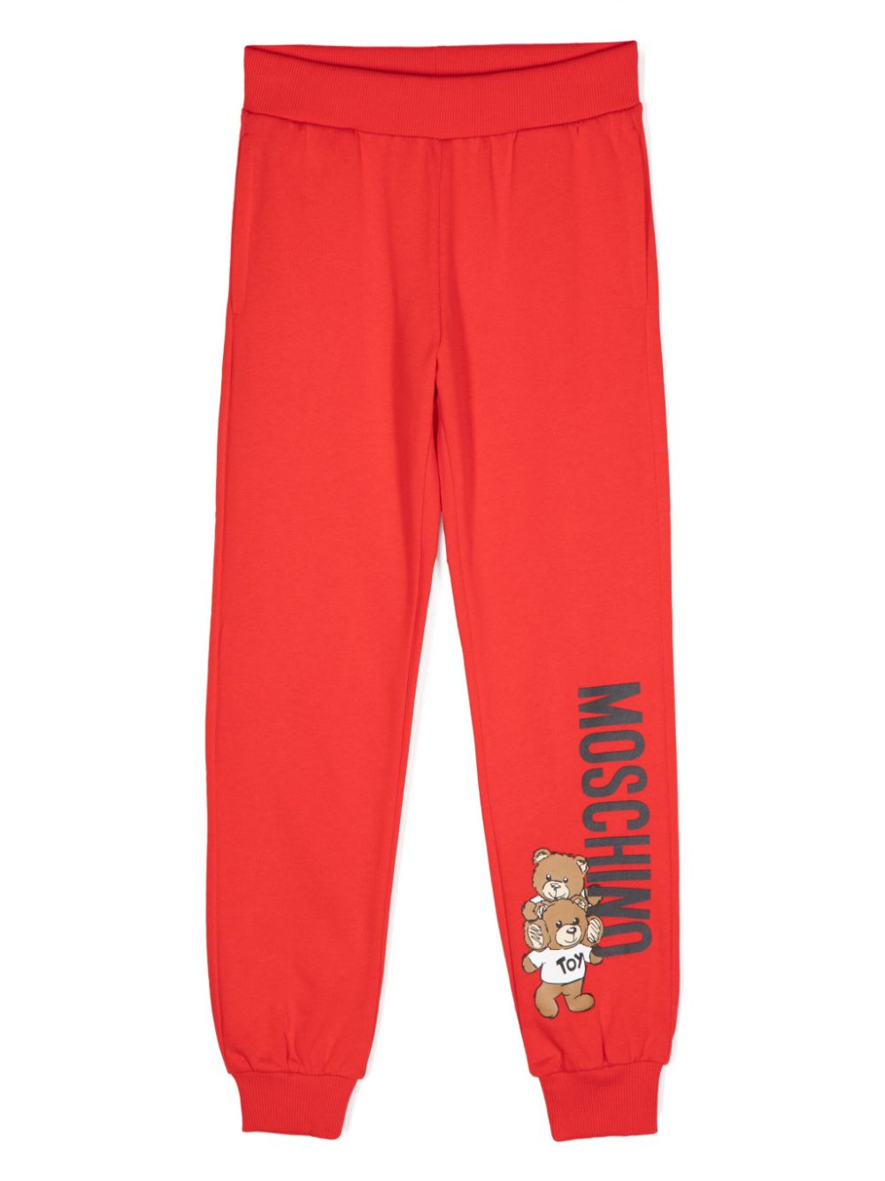 Moschino Kids teddybear-print cotton trousers - Red von Moschino Kids