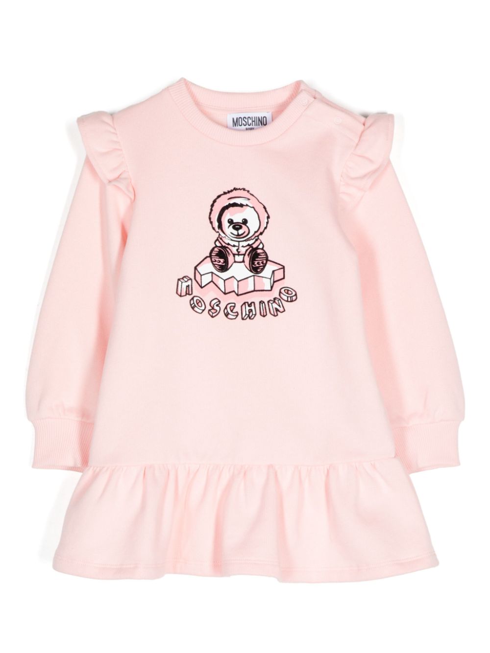 Moschino Kids teddybear-print long-sleeved dress - Pink von Moschino Kids