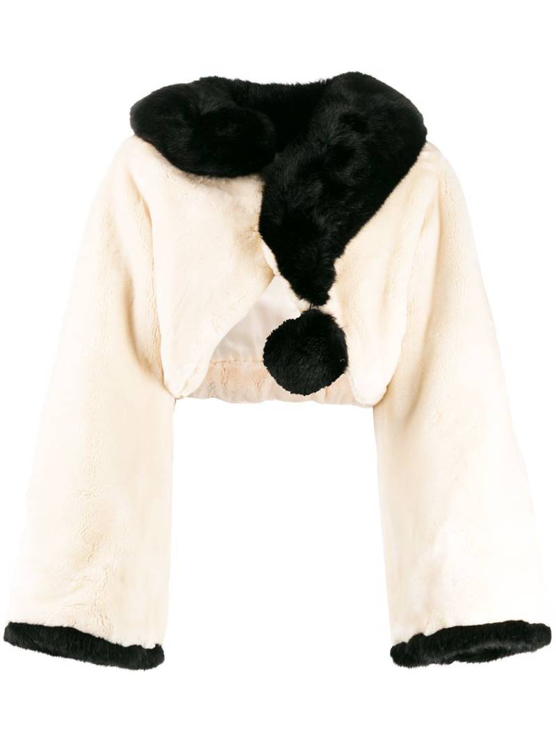 Moschino Pre-Owned 1980's question mark faux fur jacket - White von Moschino Pre-Owned