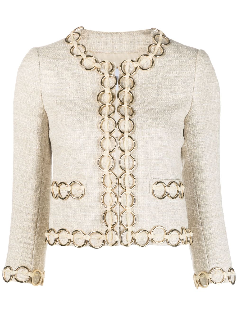 Moschino Pre-Owned 1990s hoop embellishment collarless jacket - Neutrals von Moschino Pre-Owned