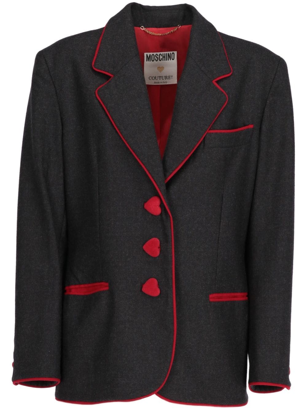 Moschino Pre-Owned 2000 heart-buttons wool blazer - Grey von Moschino Pre-Owned