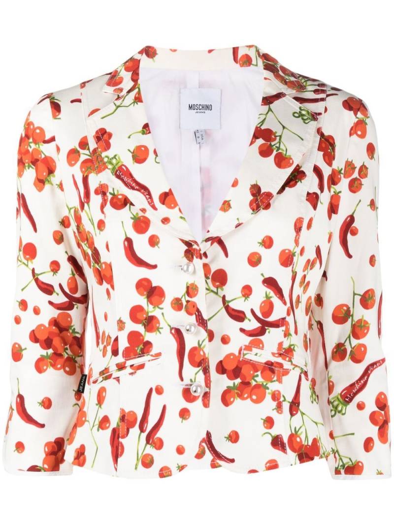 Moschino Pre-Owned 2000s fruit-print single-breasted jacket - White von Moschino Pre-Owned