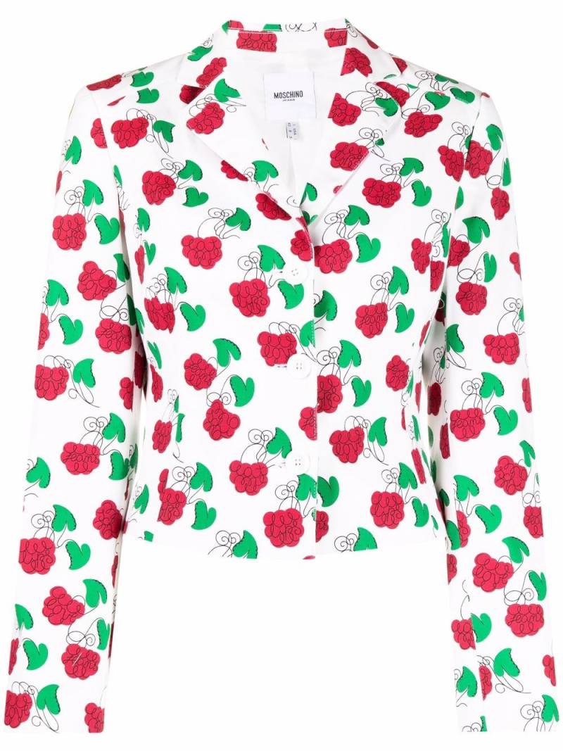 Moschino Pre-Owned 2000s floral print notched lapels blazer - White von Moschino Pre-Owned