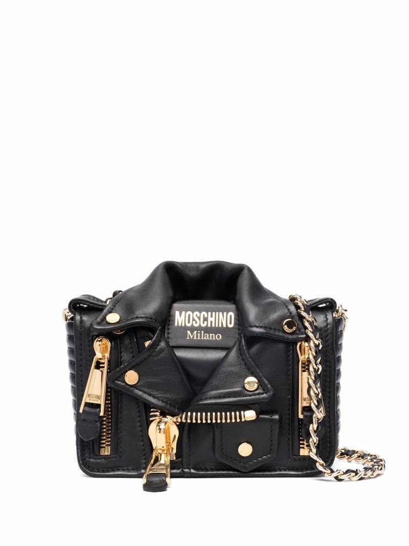 Moschino Biker leather crossbody bag - Black von Moschino