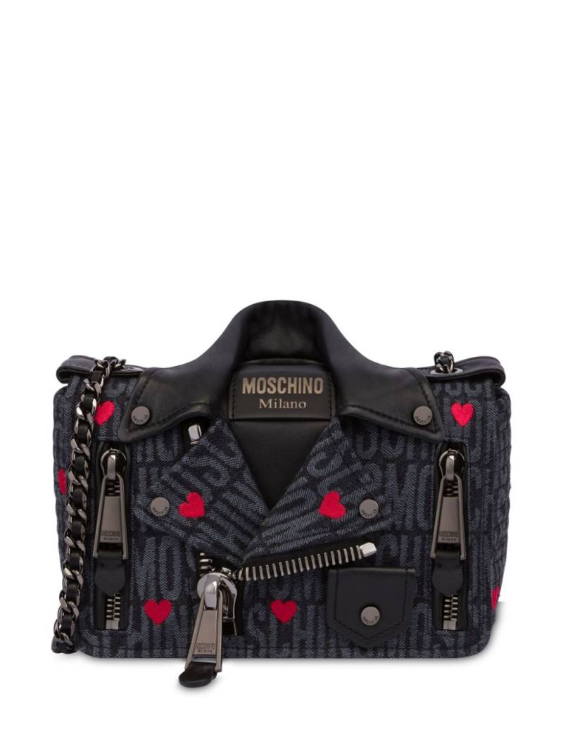 Moschino Biker logo-jacquard shoulder bag - Black von Moschino