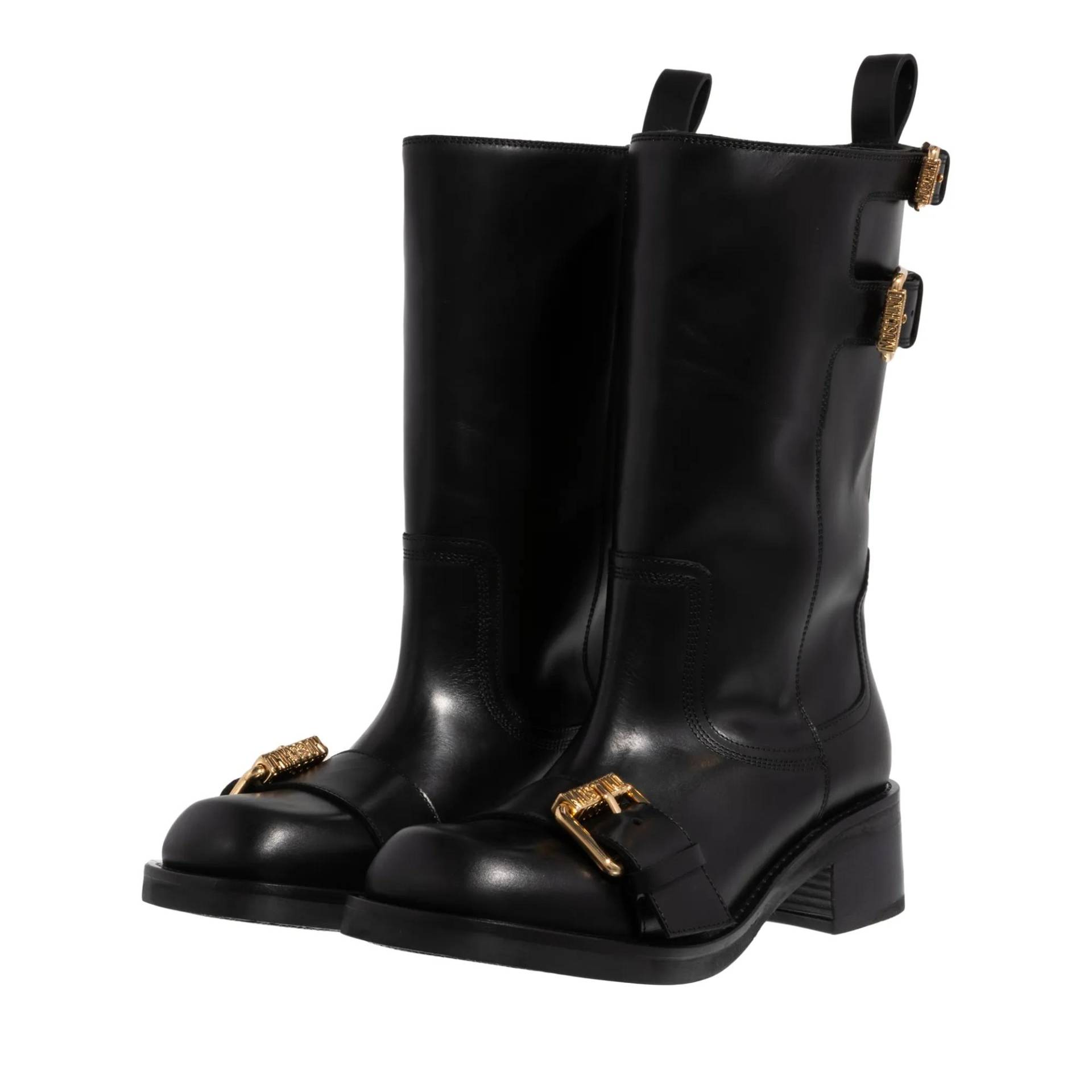 Moschino Boots & Stiefeletten - Logo Multistrap - Gr. 38 (EU) - in Schwarz - für Damen von Moschino