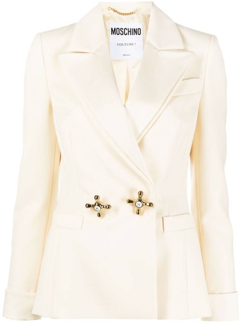 Moschino faucet handle double-breasted blazer - White von Moschino