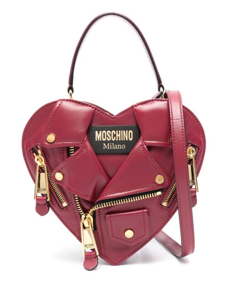 Moschino Heart Biker leather tote bag - Red von Moschino