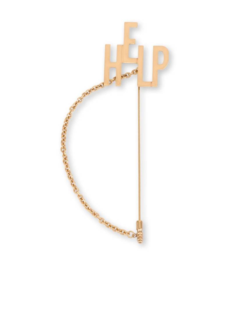 Moschino Help-lettering chain-detail brooch - Gold von Moschino