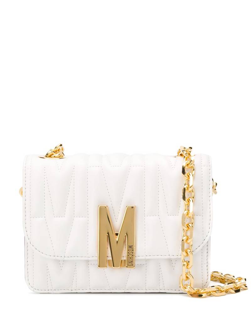 Moschino M quilted shoulder bag - White von Moschino