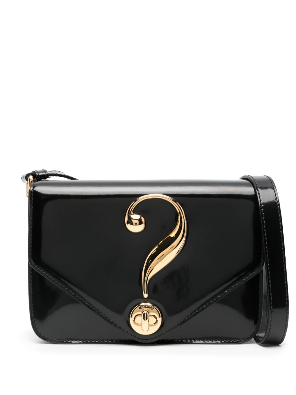 Moschino Question Mark patent crossbody bag - Black von Moschino