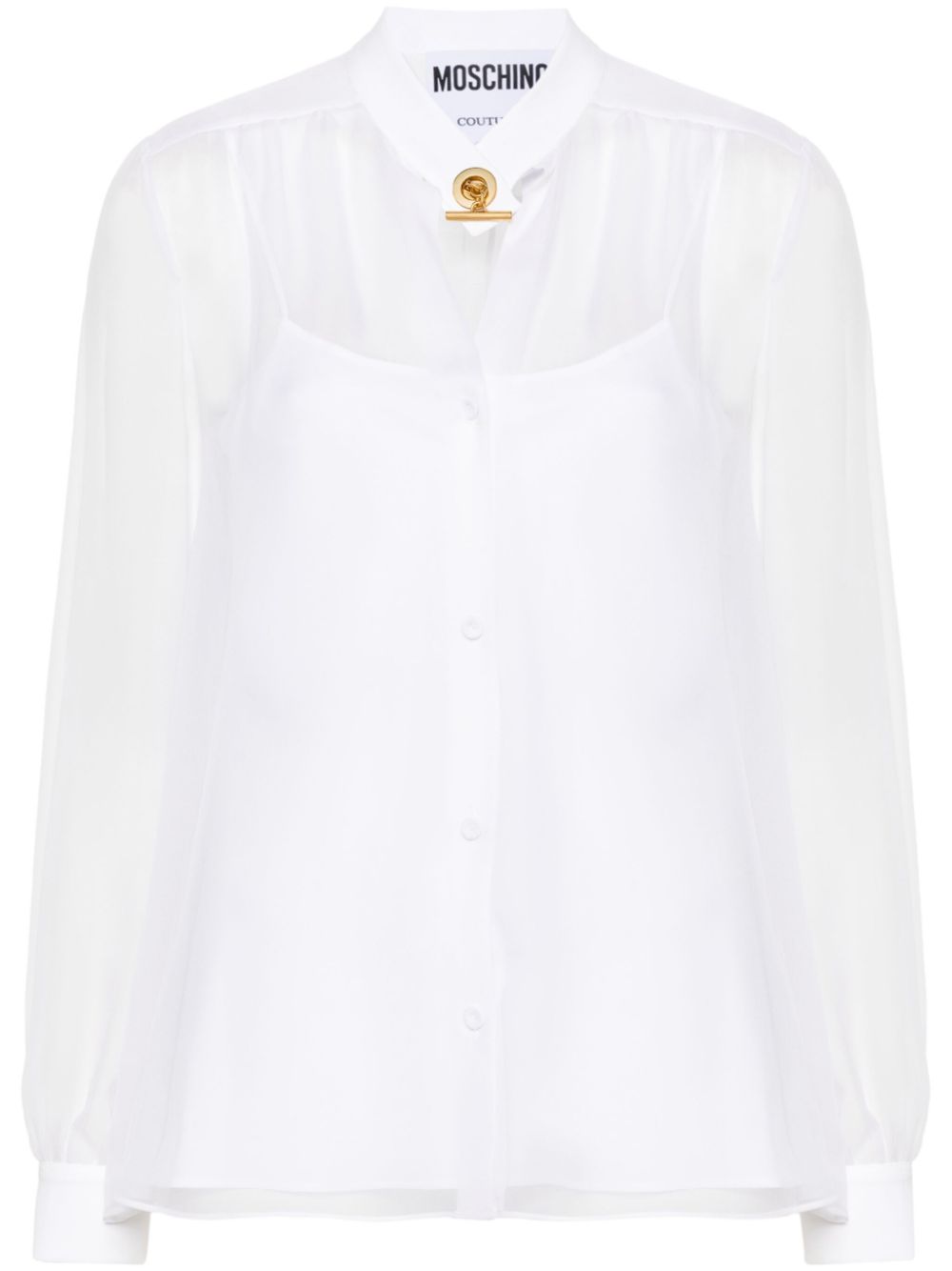 Moschino T-bar fastening silk blouse - White von Moschino