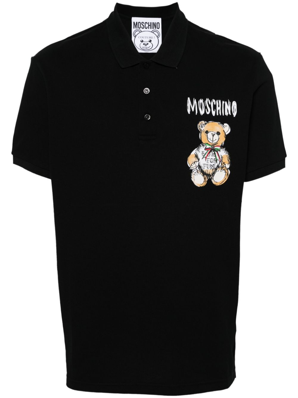 Moschino Teddy Bear cotton polo shirt - Black von Moschino