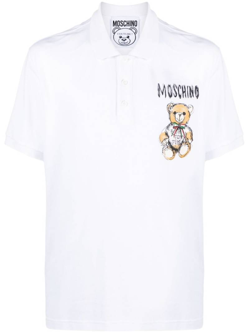 Moschino Teddy Bear-motif cotton polo shirt - White von Moschino