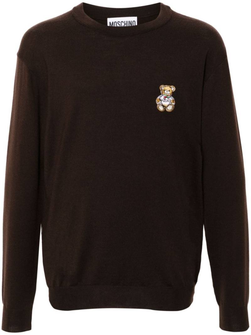 Moschino Teddy Bear-patch virgin wool jumper - Brown von Moschino