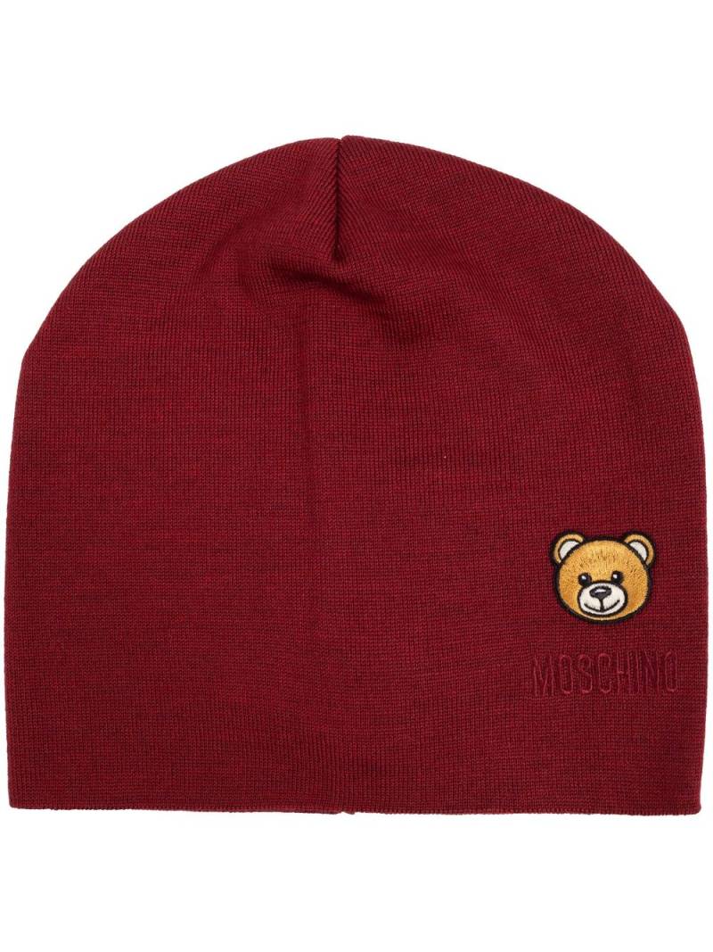 Moschino Teddy Bear-patch wool beanie - Red von Moschino