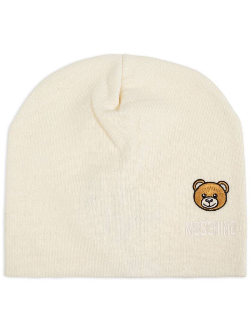 Moschino Teddy Bear-patch wool beanie - White von Moschino