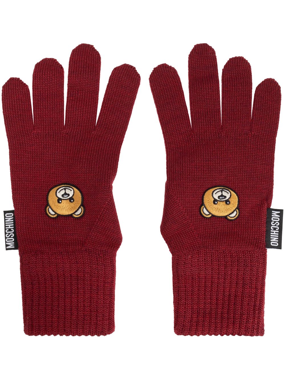 Moschino Teddy Bear-patch wool gloves - Red von Moschino