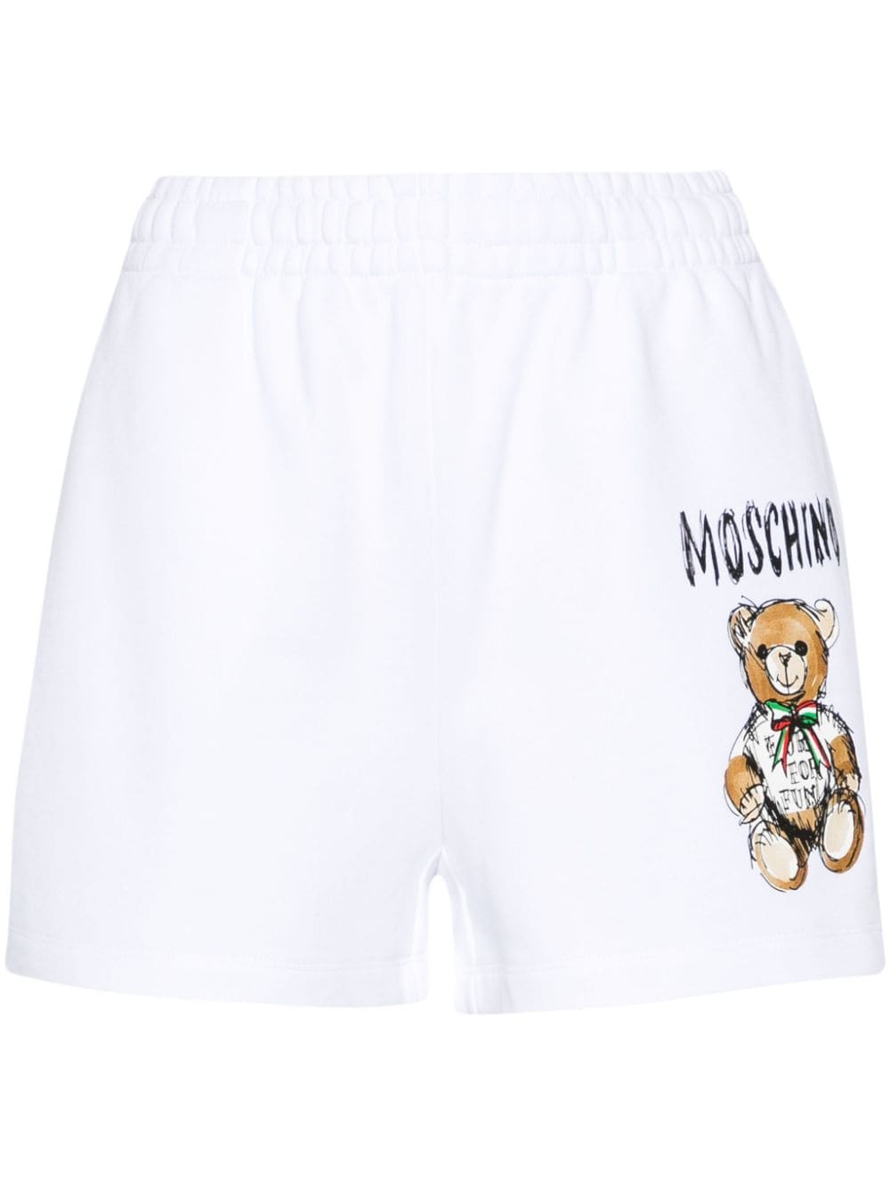 Moschino Teddy Bear-print cotton mini shorts - White von Moschino