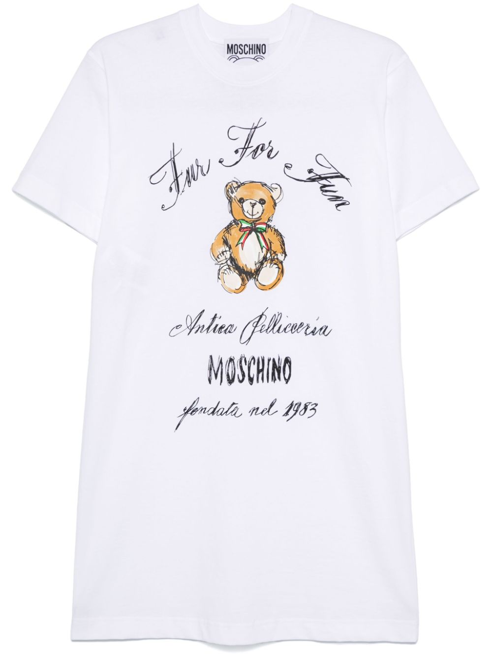 Moschino Teddy-Bear-print mini dress - White von Moschino