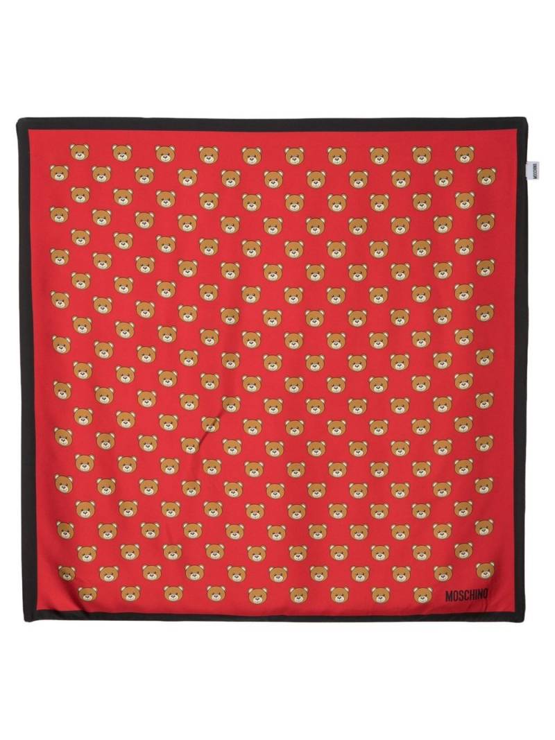 Moschino Teddy Bear-print silk foulard - Red von Moschino