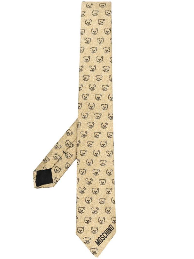 Moschino Teddy Bear-print silk tie - Gold von Moschino