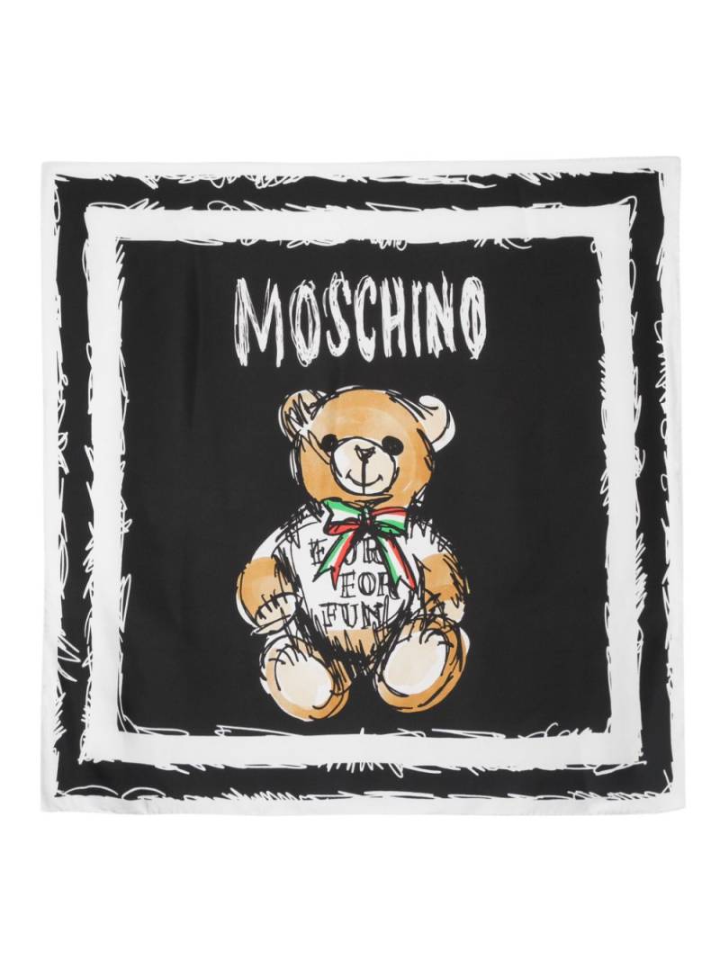 Moschino Teddy-print silk scarf - White von Moschino