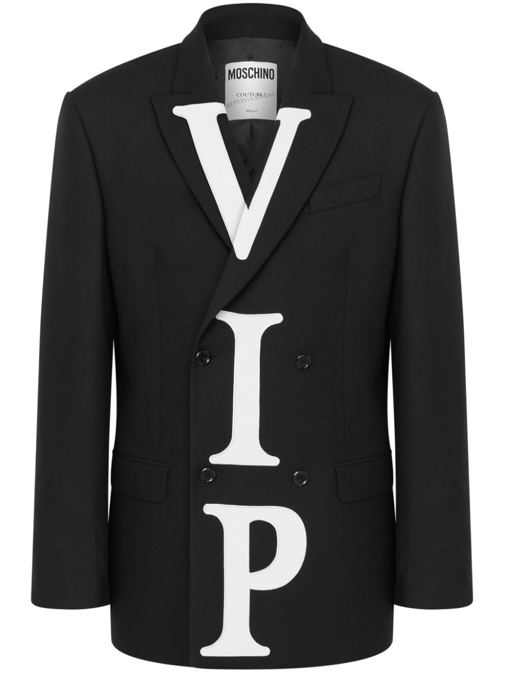 Moschino VIP double-breasted virgin wool jacket - Black von Moschino