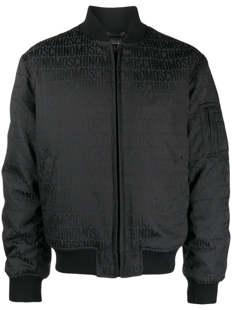 Moschino all-over-logo-print cotton bomber jacket - Black von Moschino