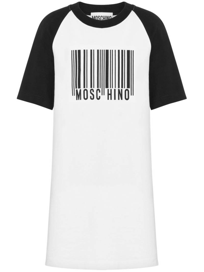 Moschino barcode-print cotton minidress - White von Moschino