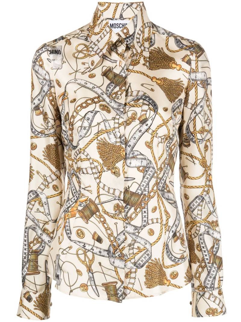 Moschino bridle-print silk shirt - Neutrals von Moschino