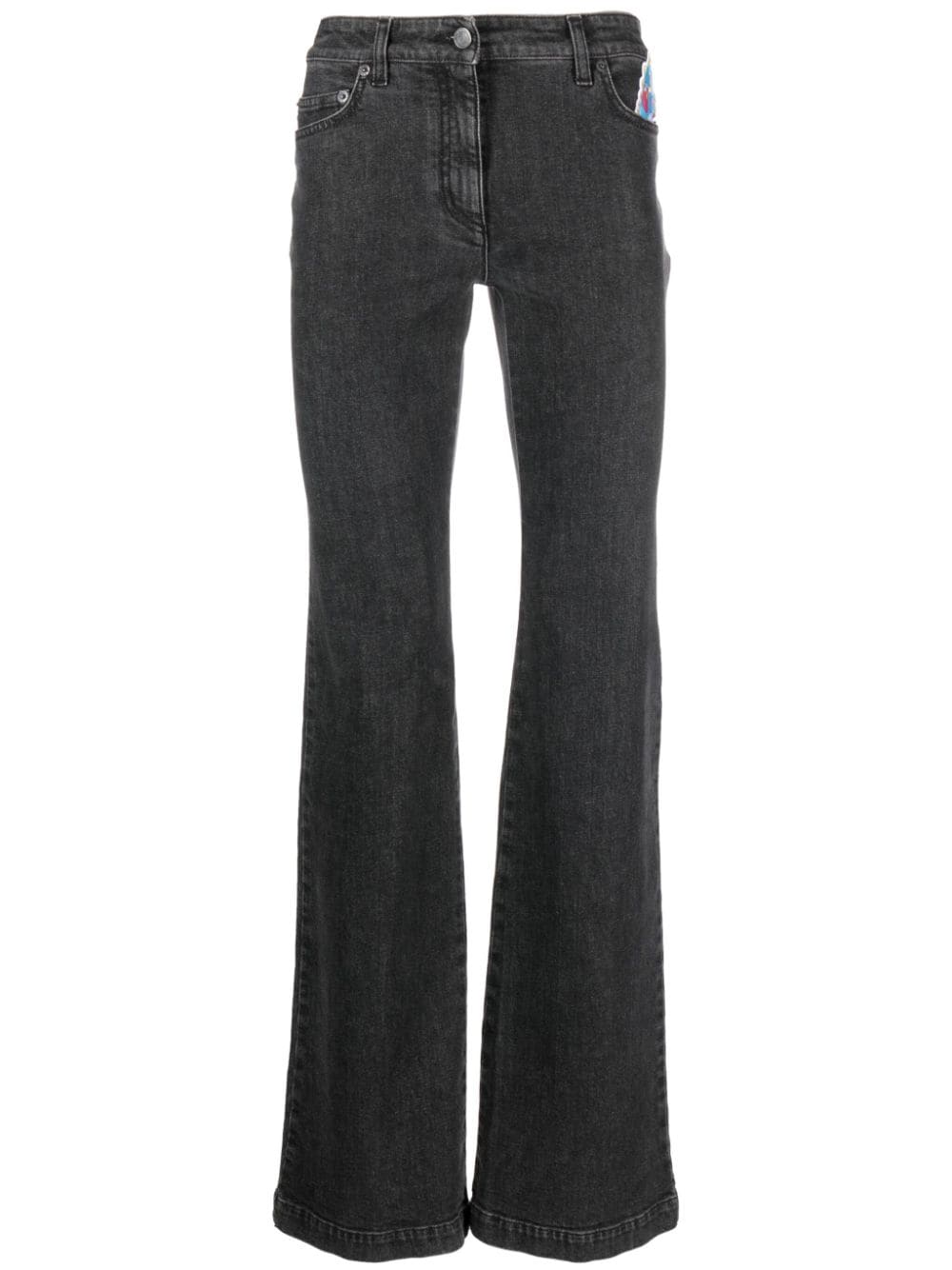 Moschino cartoon-embroidered straight-leg jeans - Black von Moschino