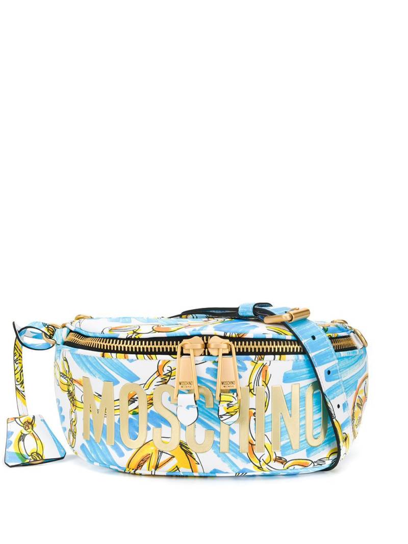 Moschino chain print belt bag - Blue von Moschino