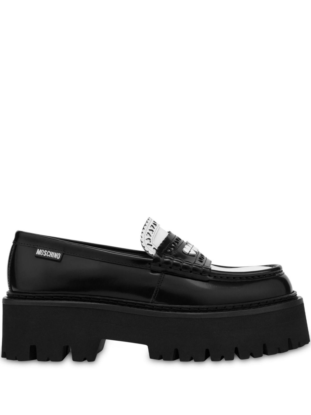 Moschino colour-block leather platform loafers - Black von Moschino