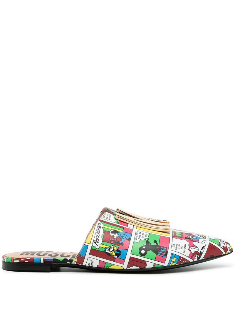 Moschino comics-print flat slippers - White von Moschino