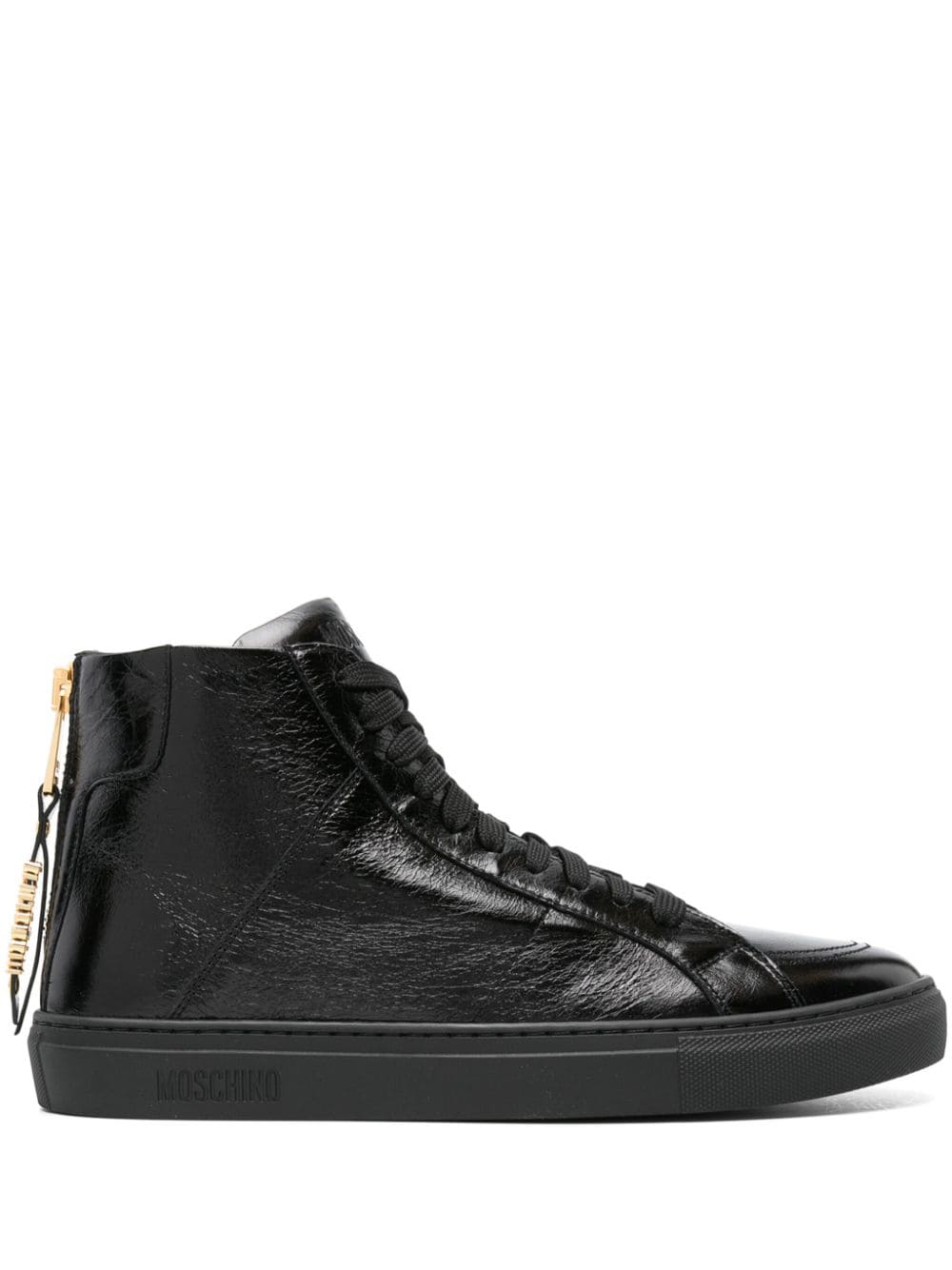 Moschino crinkled leather sneakers - Black von Moschino