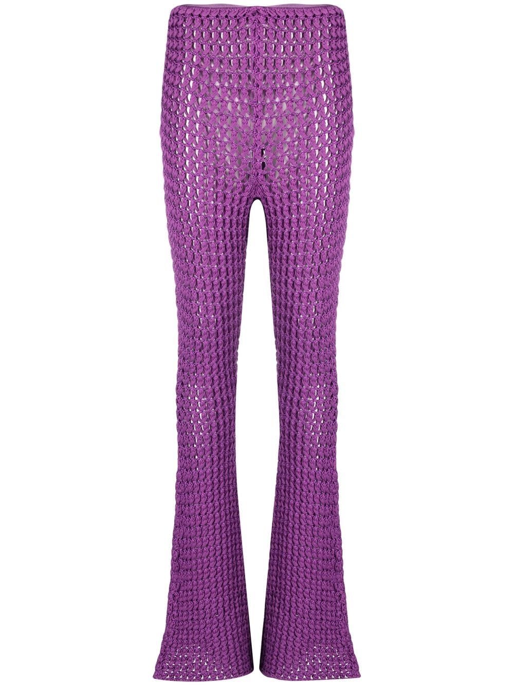 Moschino crochet-knit flared trousers - Purple von Moschino