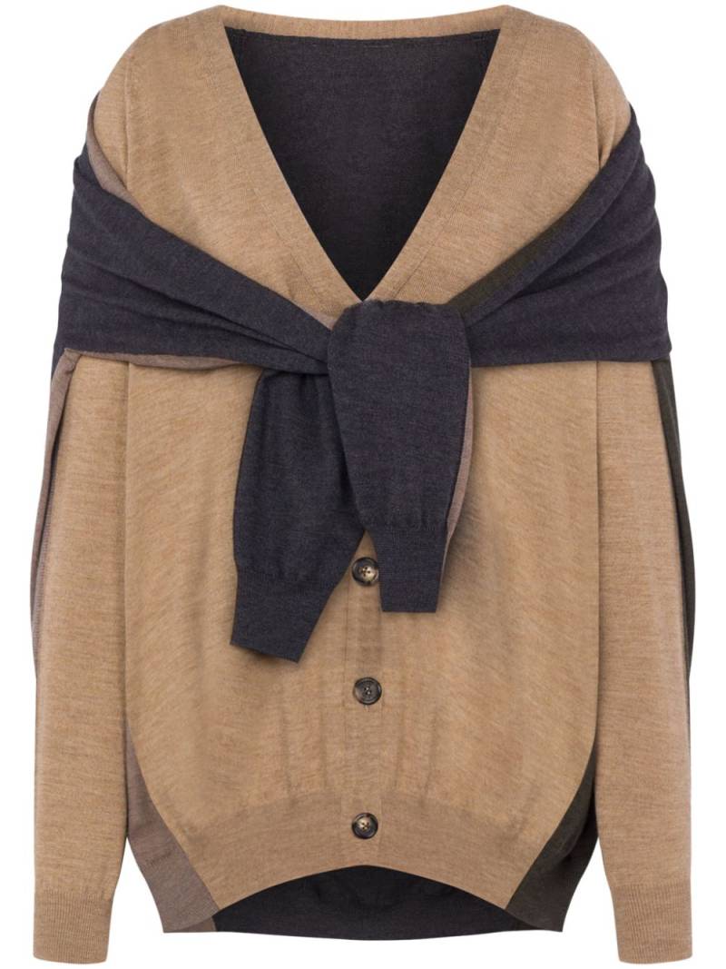 Moschino deconstructed virgin wool cardigan - Neutrals von Moschino