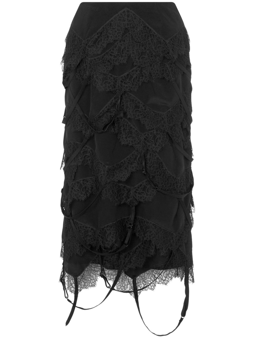 Moschino distressed-effect silk midi skirt - Black von Moschino