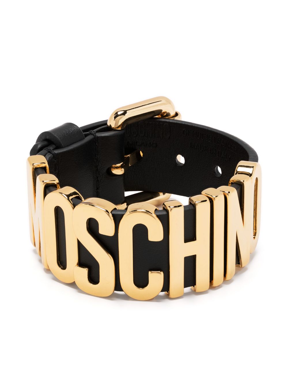 Moschino embossed-logo leather bracelet - Black von Moschino