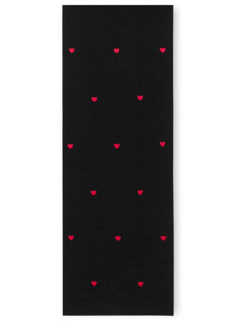 Moschino embroidered-heart knitted scarf - Black von Moschino