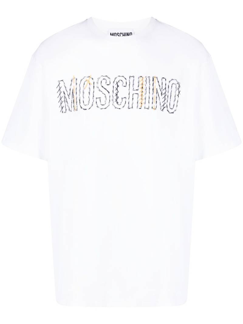 Moschino embroidered-logo cotton T-shirt - White von Moschino