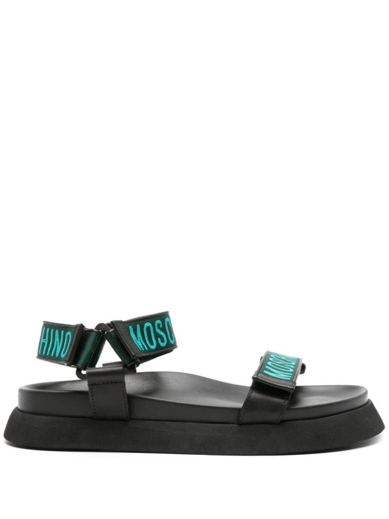 Moschino embroidered-logo leather sandals - Black von Moschino