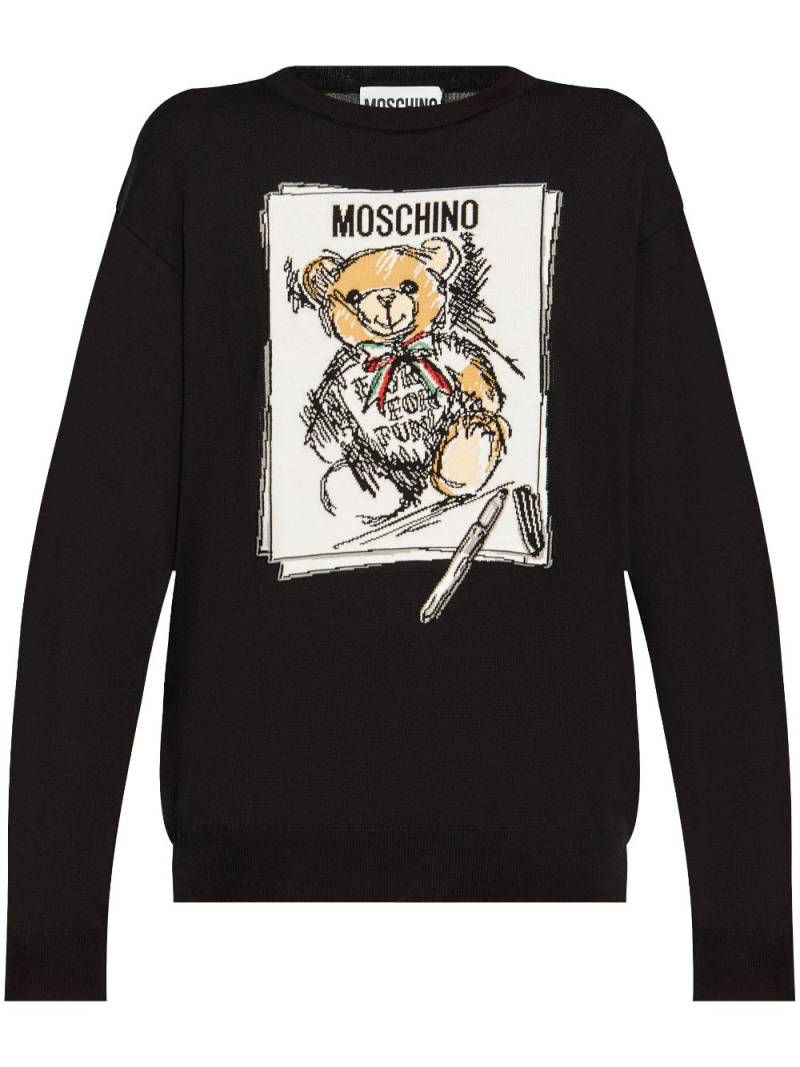 Moschino embroidered-logo sweater - Black von Moschino