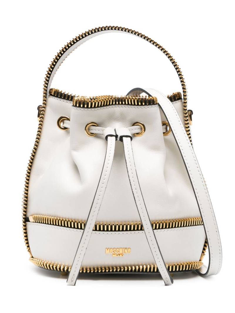 Moschino exposed-zip detail leather bucket bag - Neutrals von Moschino