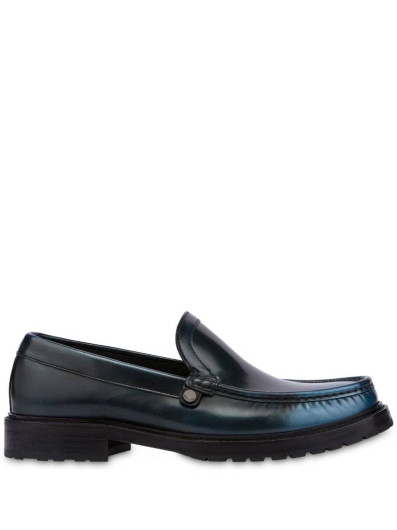 Moschino faded-effect leather loafers - Blue von Moschino