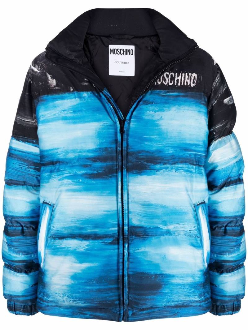 Moschino faded-effect logo coat - Blue von Moschino