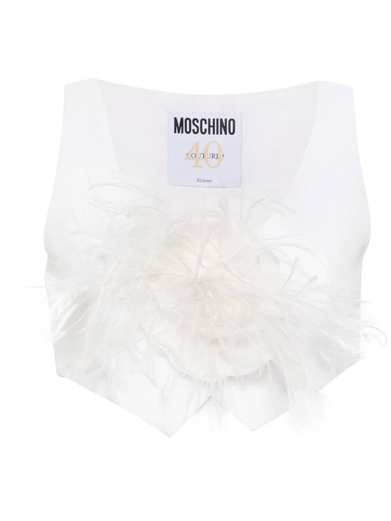 Moschino floral-brooch cropped waistcoat - White von Moschino