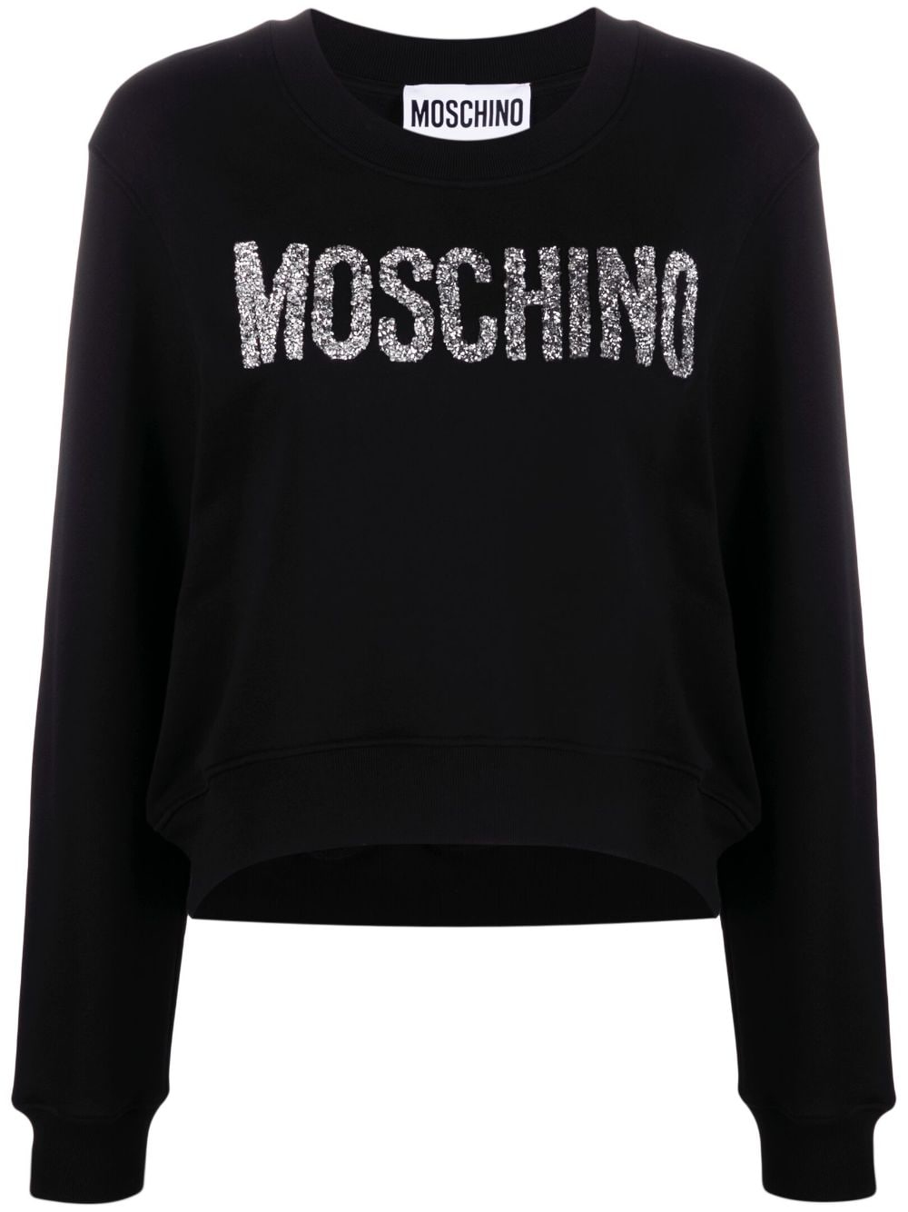 Moschino glitter-logo cotton sweatshirt - Black von Moschino